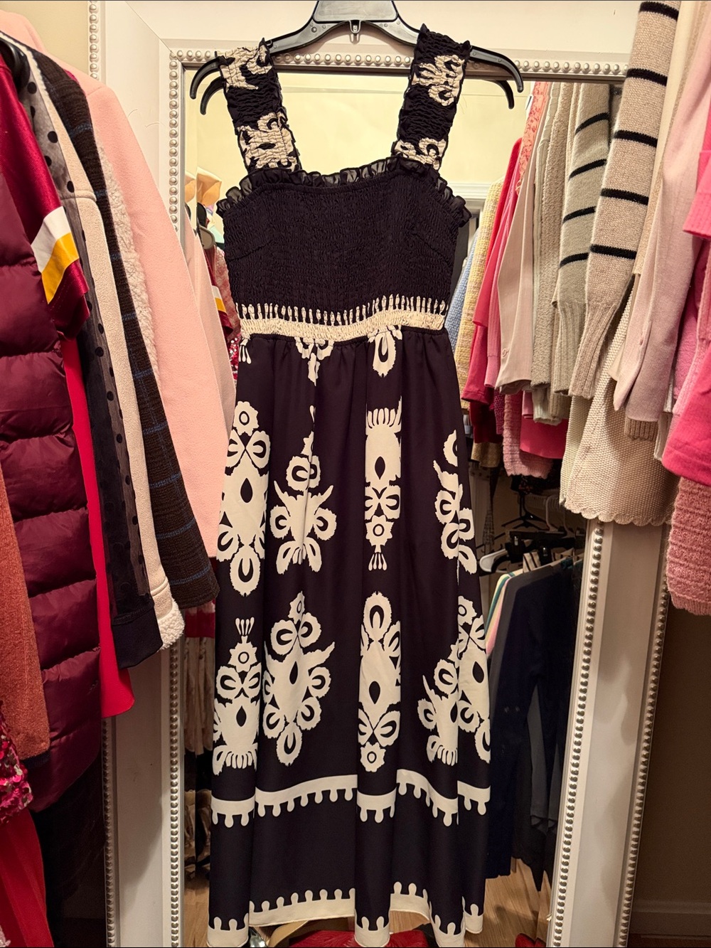 Black and White Smocked Sundress